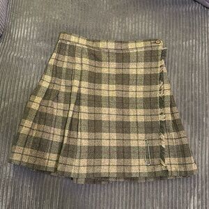Wool Plaid Wrap Skirt